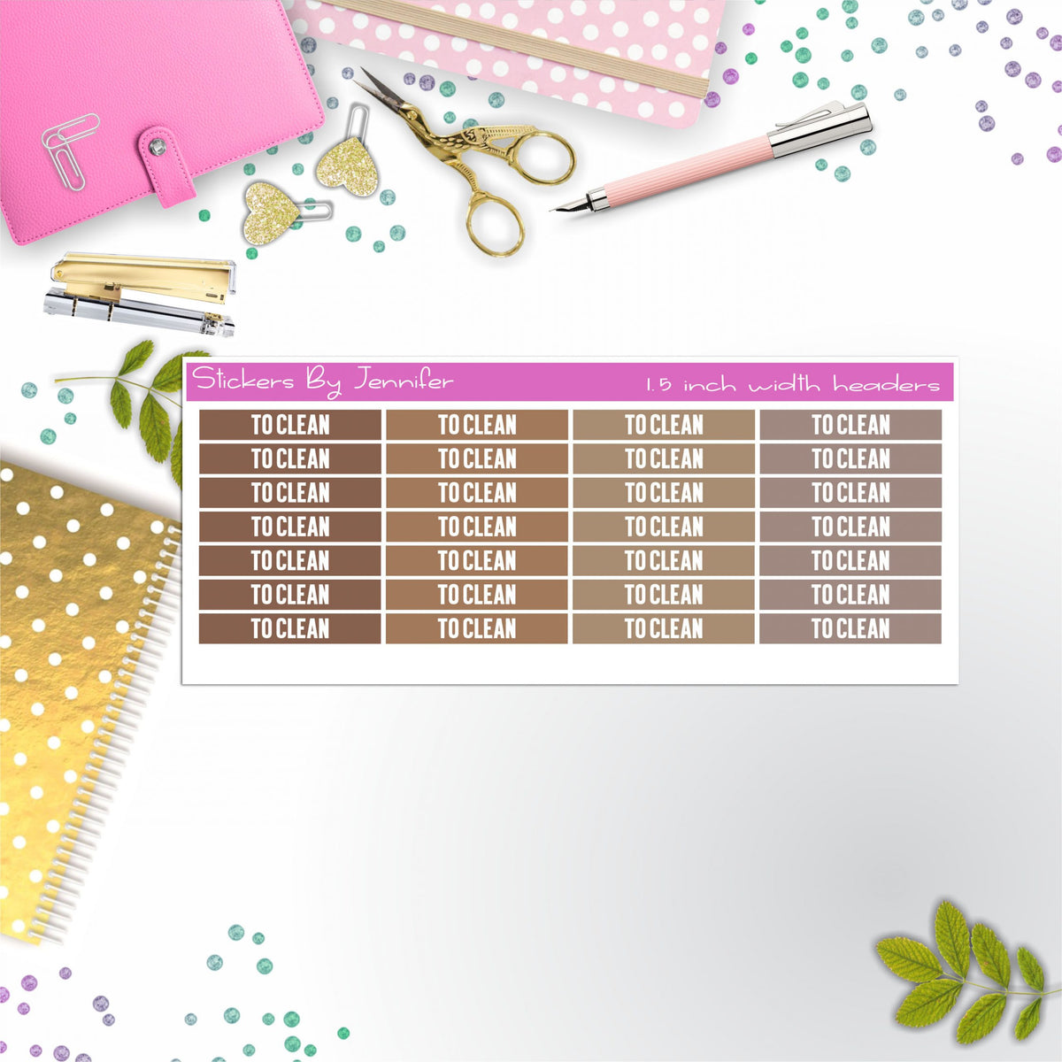 To Clean 024 Planner Headers, Planner Stickers, Journal Stickers, Functional Planner Stickers, Stationary Stickers