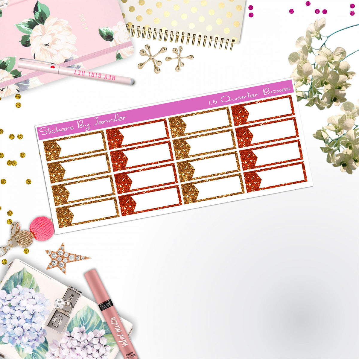 Quarter Boxes 025 Planner Stickers, Journal Stickers, Functional Planner Stickers, Stationary Stickers