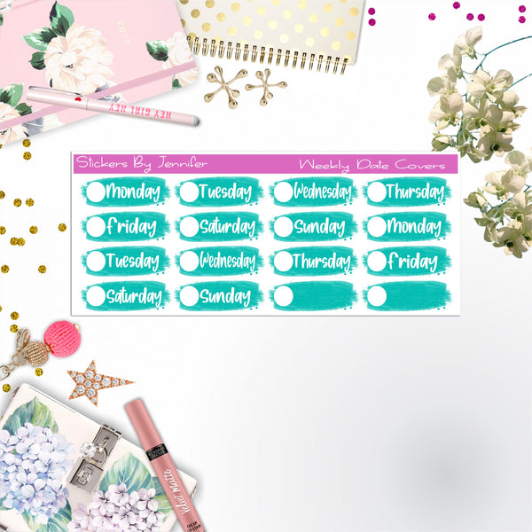 Weekly Date Covers 026 Planner Stickers, Journal Stickers, Functional Planner Stickers, Stationary Stickers