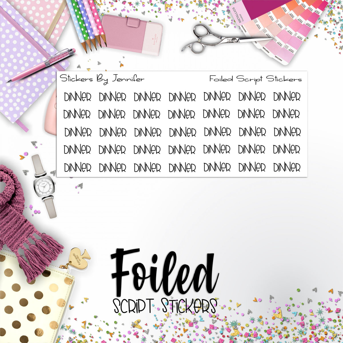 Dinner P-274 Functional Script Sticker Sheet