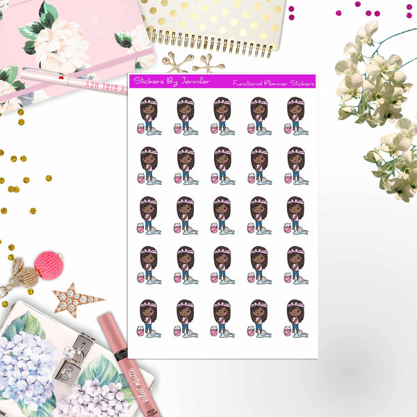 Mopping Floors Girl Planner Stickers, Bullet Journal Stickers, Functional Planner Stickers, Stationary Stickers