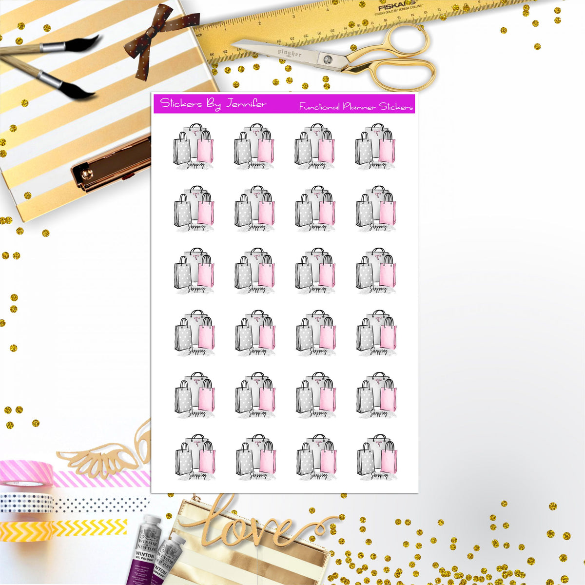 Shopping Stickers, Planner Stickers, Journal Stickers, Functional Planner Stickers, Stationary Stickers