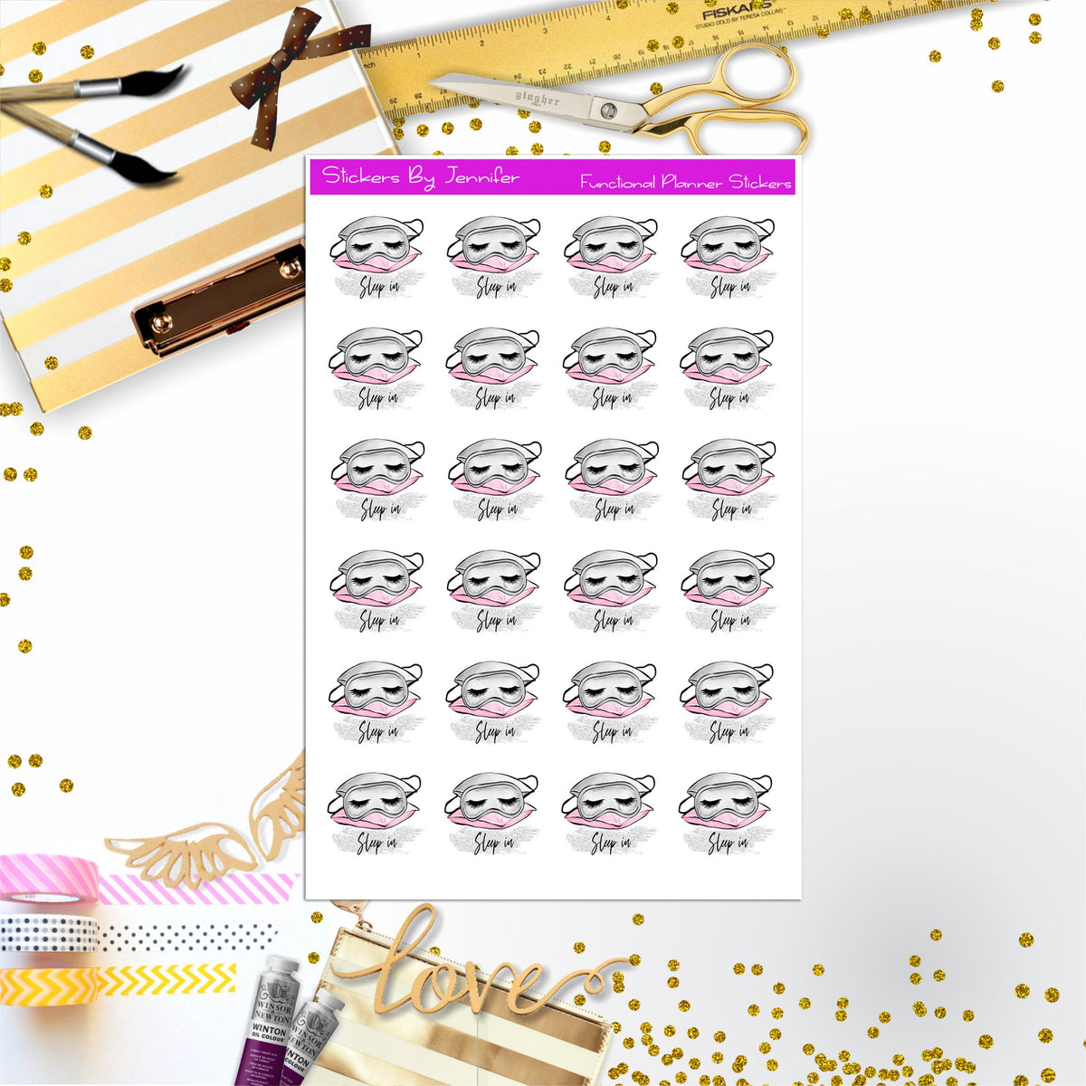 Sleep In Stickers, Planner Stickers, Journal Stickers, Functional Planner Stickers, Stationary Stickers