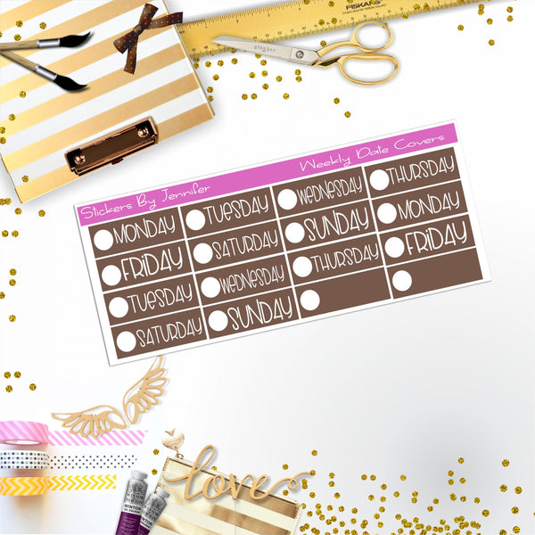 Weekly Date Covers P003 Planner Stickers, Journal Stickers, Functional Planner Stickers, Stationary Stickers