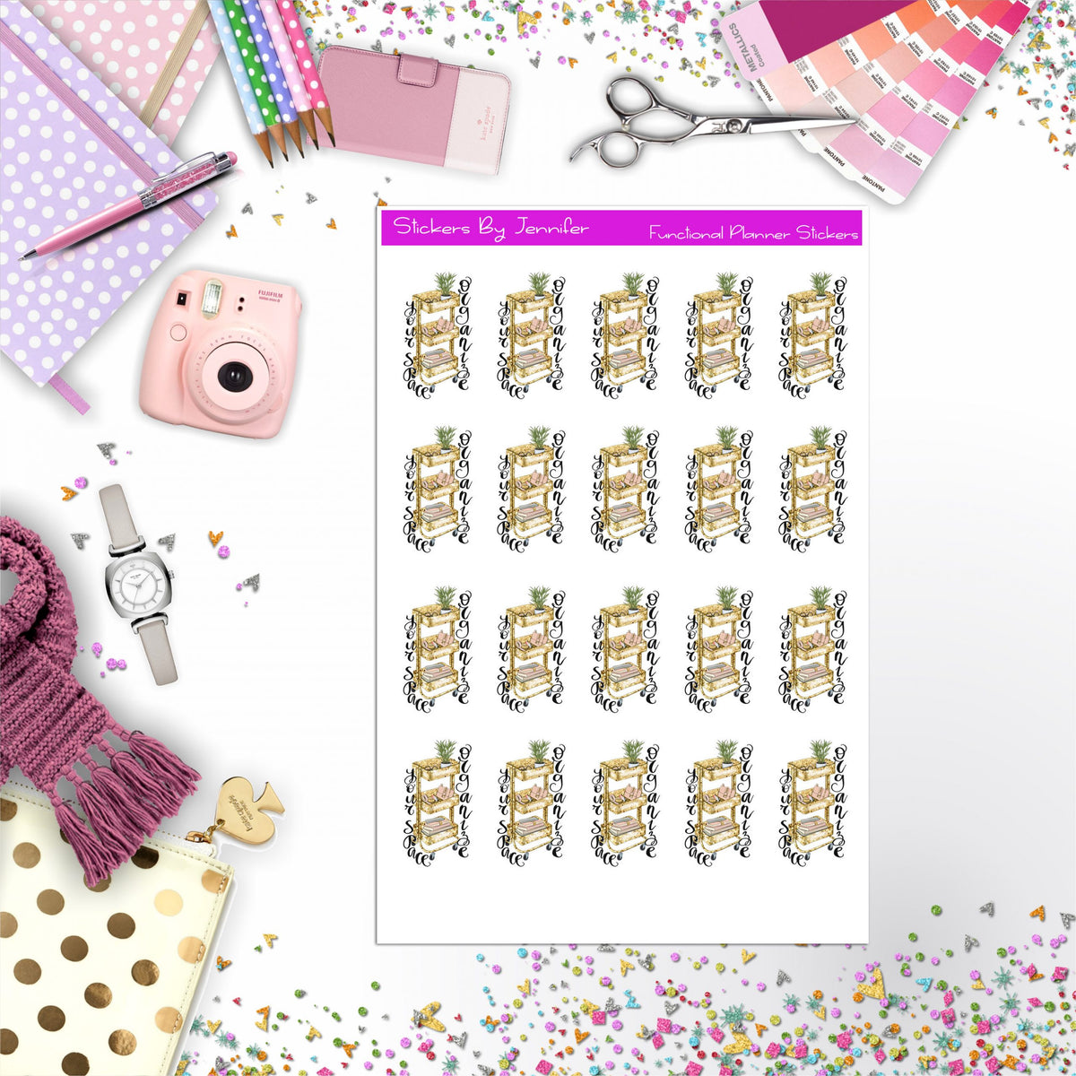 Organize Icon Planner Stickers, Bullet Journal Stickers, Functional Planner Stickers, Stationary Stickers