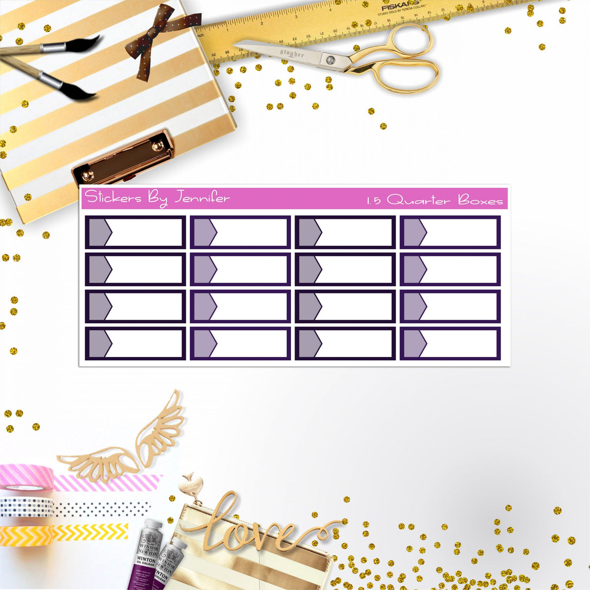 Quarter Boxes 003 Planner Stickers, Journal Stickers, Functional Planner Stickers, Stationary Stickers