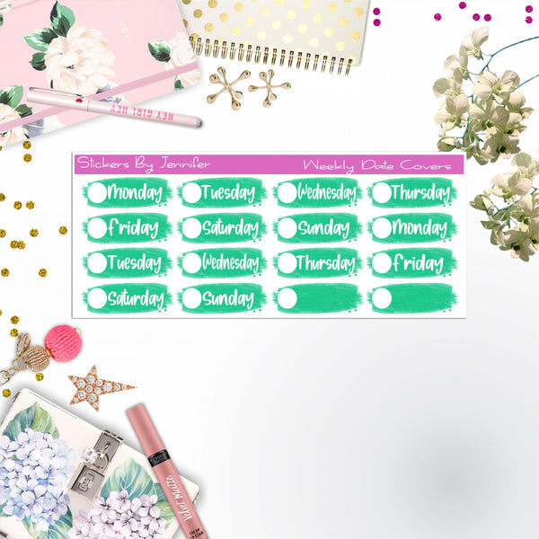 Weekly Date Covers 030 Planner Stickers, Journal Stickers, Functional Planner Stickers, Stationary Stickers