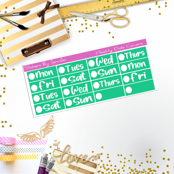 Weekly Date Covers R031 Planner Stickers, Journal Stickers, Functional Planner Stickers, Stationary Stickers