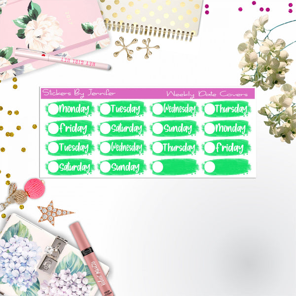 Weekly Date Covers 032 Planner Stickers, Journal Stickers, Functional Planner Stickers, Stationary Stickers
