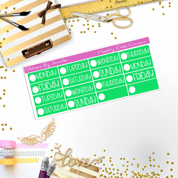 Weekly Date Covers P033 Planner Stickers, Journal Stickers, Functional Planner Stickers, Stationary Stickers