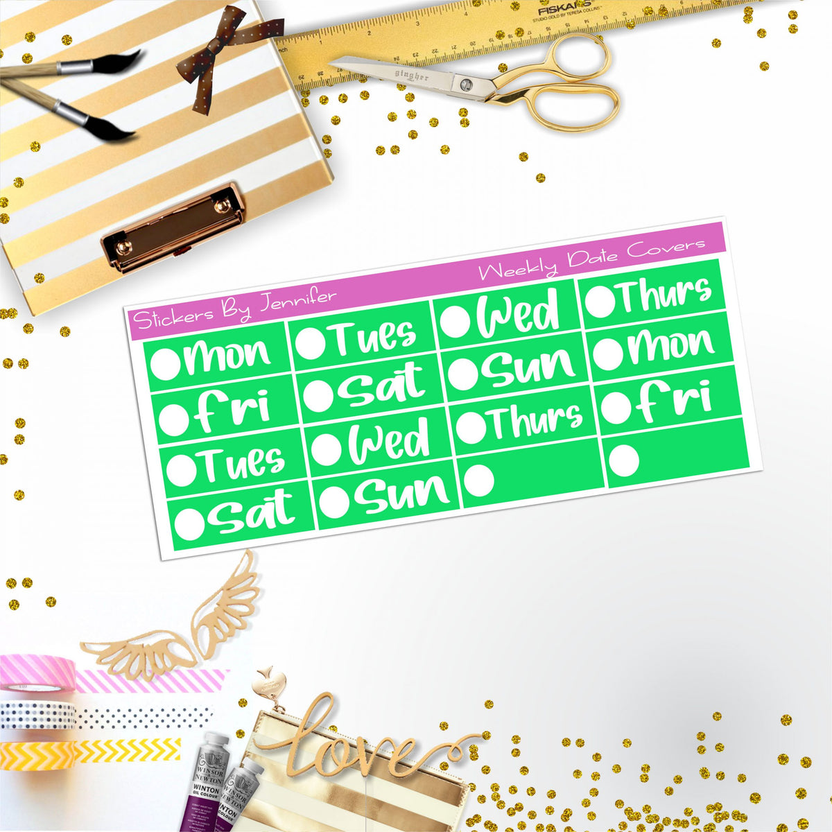 Weekly Date Covers R033 Planner Stickers, Journal Stickers, Functional Planner Stickers, Stationary Stickers