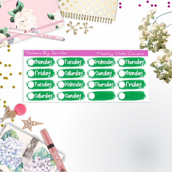 Weekly Date Covers 033 Planner Stickers, Journal Stickers, Functional Planner Stickers, Stationary Stickers
