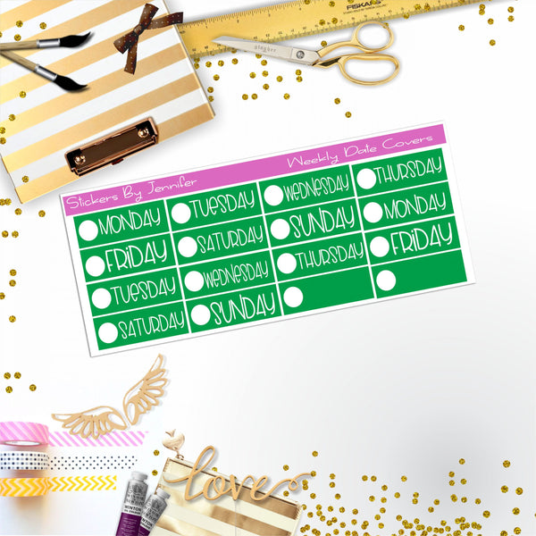 Weekly Date Covers P034 Planner Stickers, Journal Stickers, Functional Planner Stickers, Stationary Stickers
