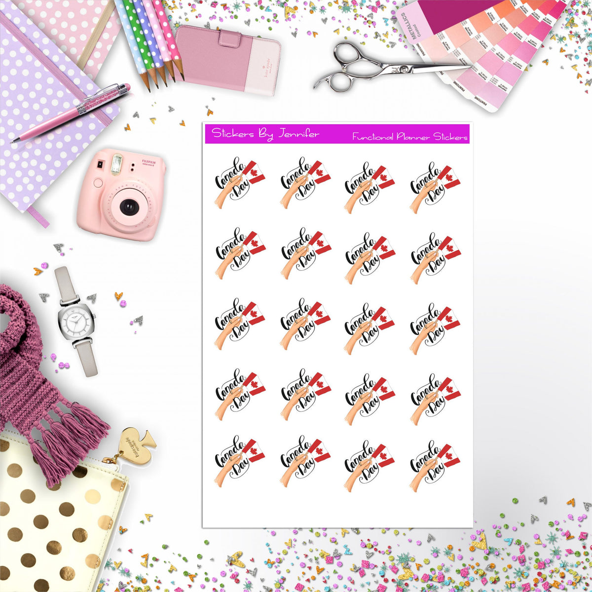 Canada Day Year Planner Stickers, Bullet Journal Stickers, Functional Planner Stickers, Stationary Stickers