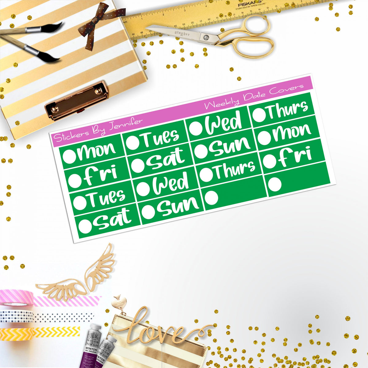 Weekly Date Covers R034 Planner Stickers, Journal Stickers, Functional Planner Stickers, Stationary Stickers