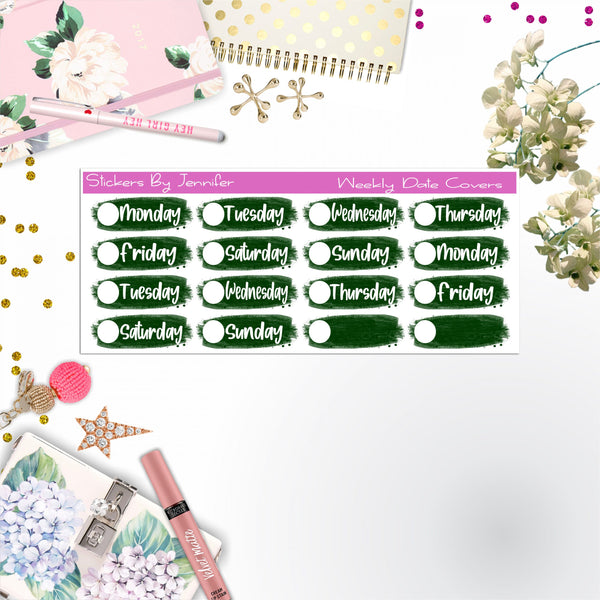 Weekly Date Covers 034 Planner Stickers, Journal Stickers, Functional Planner Stickers, Stationary Stickers