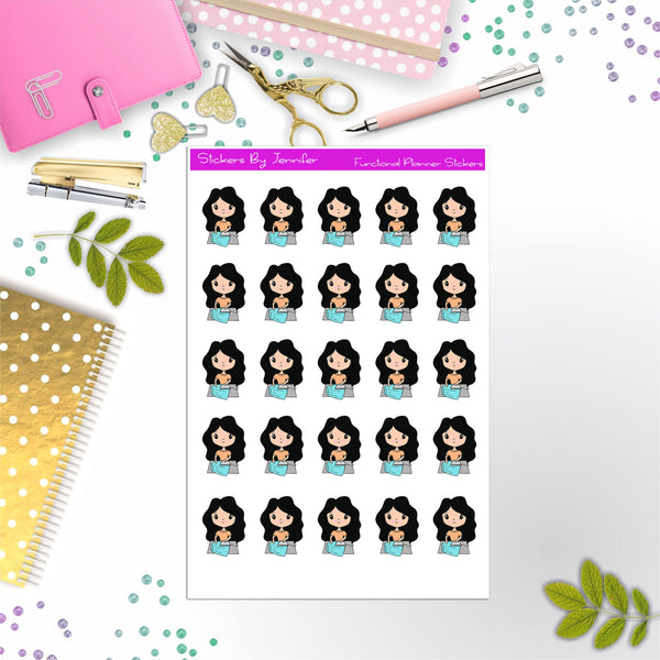 Cleaning Girl Planner Stickers, Bullet Journal Stickers, Functional Planner Stickers, Stationary Stickers