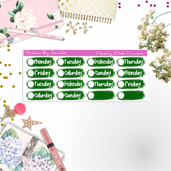 Weekly Date Covers 035 Planner Stickers, Journal Stickers, Functional Planner Stickers, Stationary Stickers