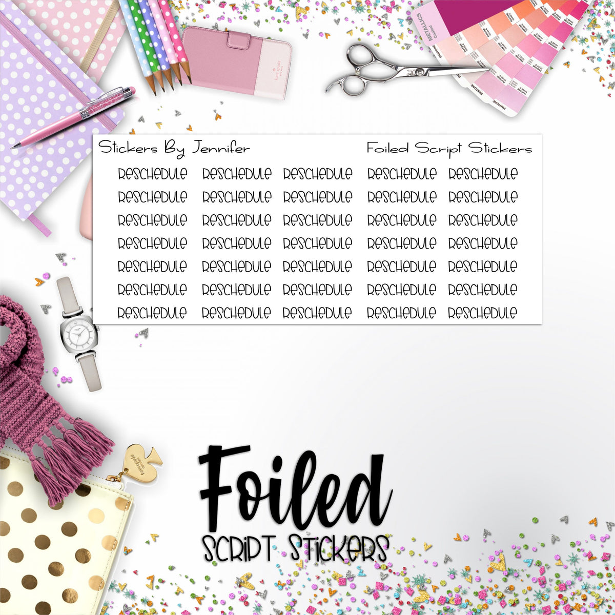 Reschedule P-359 Functional Script Sticker Sheet