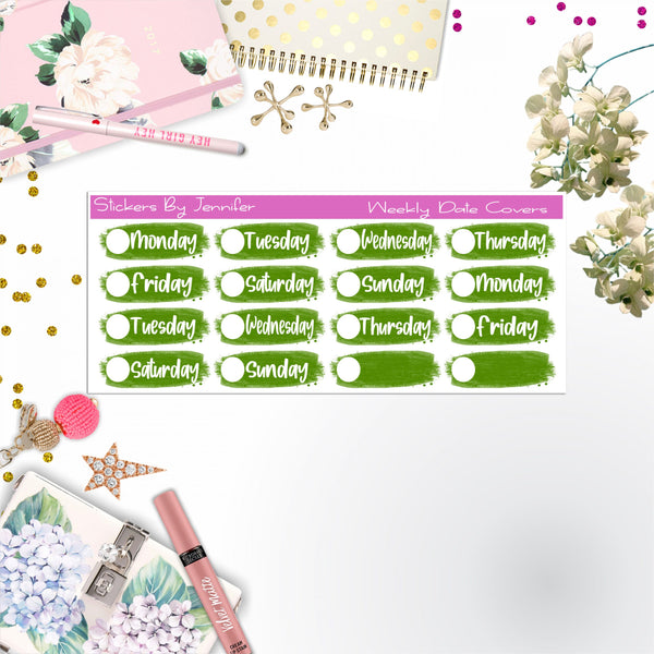 Weekly Date Covers 036 Planner Stickers, Journal Stickers, Functional Planner Stickers, Stationary Stickers