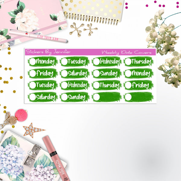 Weekly Date Covers 037 Planner Stickers, Journal Stickers, Functional Planner Stickers, Stationary Stickers