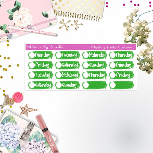 Weekly Date Covers 038 Planner Stickers, Journal Stickers, Functional Planner Stickers, Stationary Stickers