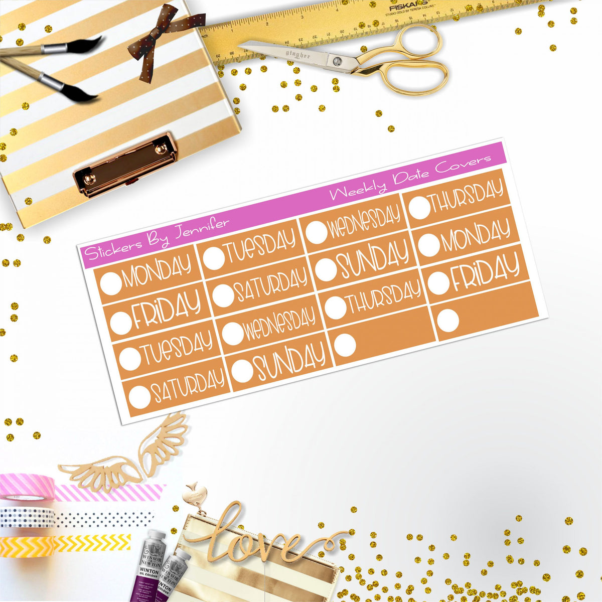 Weekly Date Covers P004 Planner Stickers, Journal Stickers, Functional Planner Stickers, Stationary Stickers