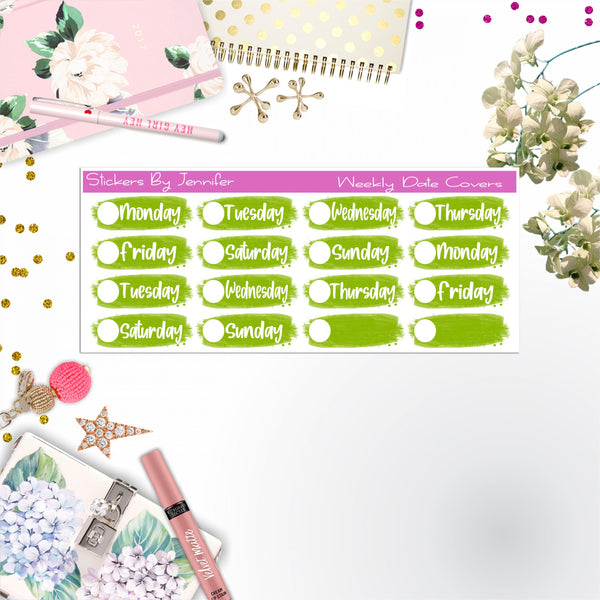 Weekly Date Covers 041 Planner Stickers, Journal Stickers, Functional Planner Stickers, Stationary Stickers