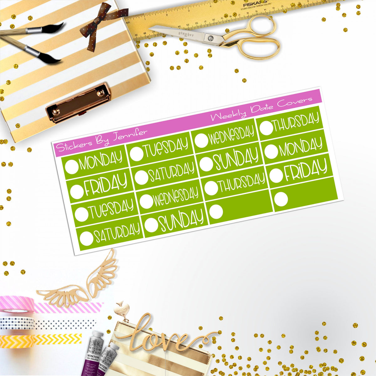 Weekly Date Covers P042 Planner Stickers, Journal Stickers, Functional Planner Stickers, Stationary Stickers