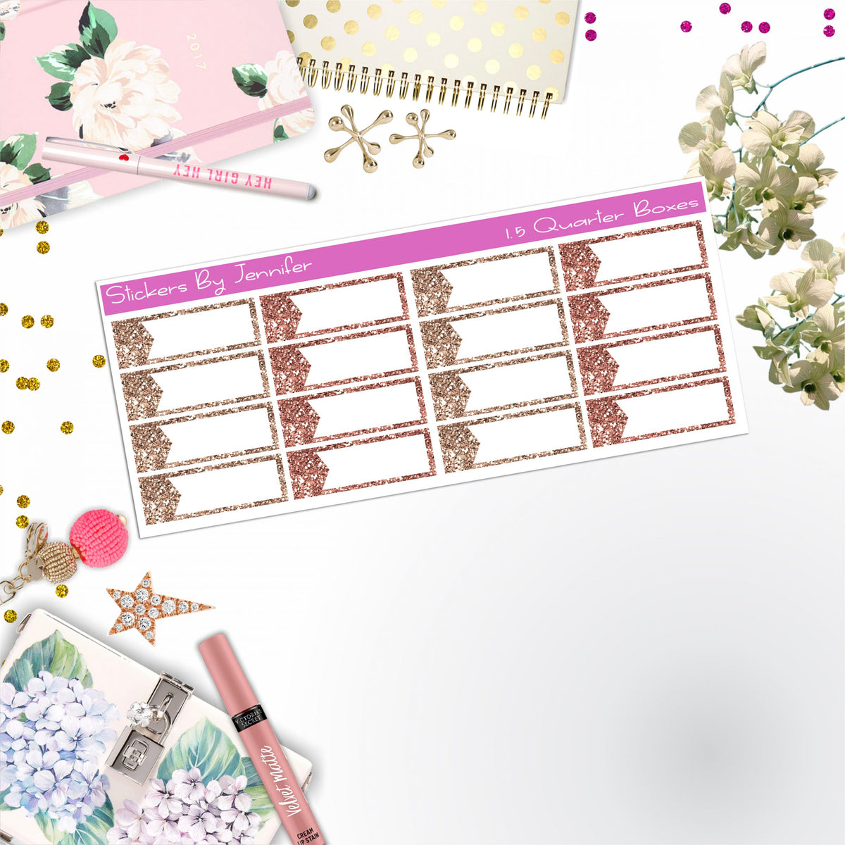 Quarter Boxes 044 Planner Stickers, Journal Stickers, Functional Planner Stickers, Stationary Stickers