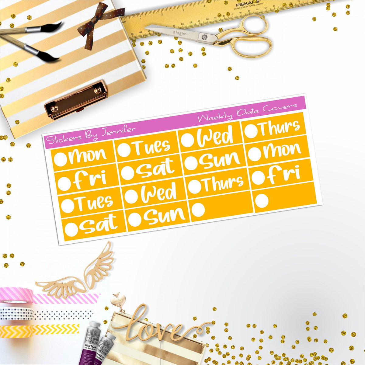 Weekly Date Covers R045 Planner Stickers, Journal Stickers, Functional Planner Stickers, Stationary Stickers