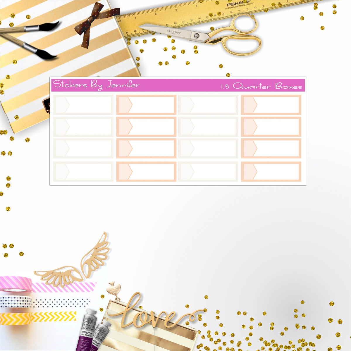 Quarter Boxes 045 Planner Stickers, Journal Stickers, Functional Planner Stickers, Stationary Stickers