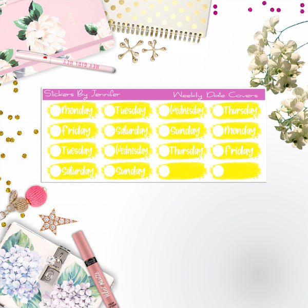 Weekly Date Covers 046 Planner Stickers, Journal Stickers, Functional Planner Stickers, Stationary Stickers