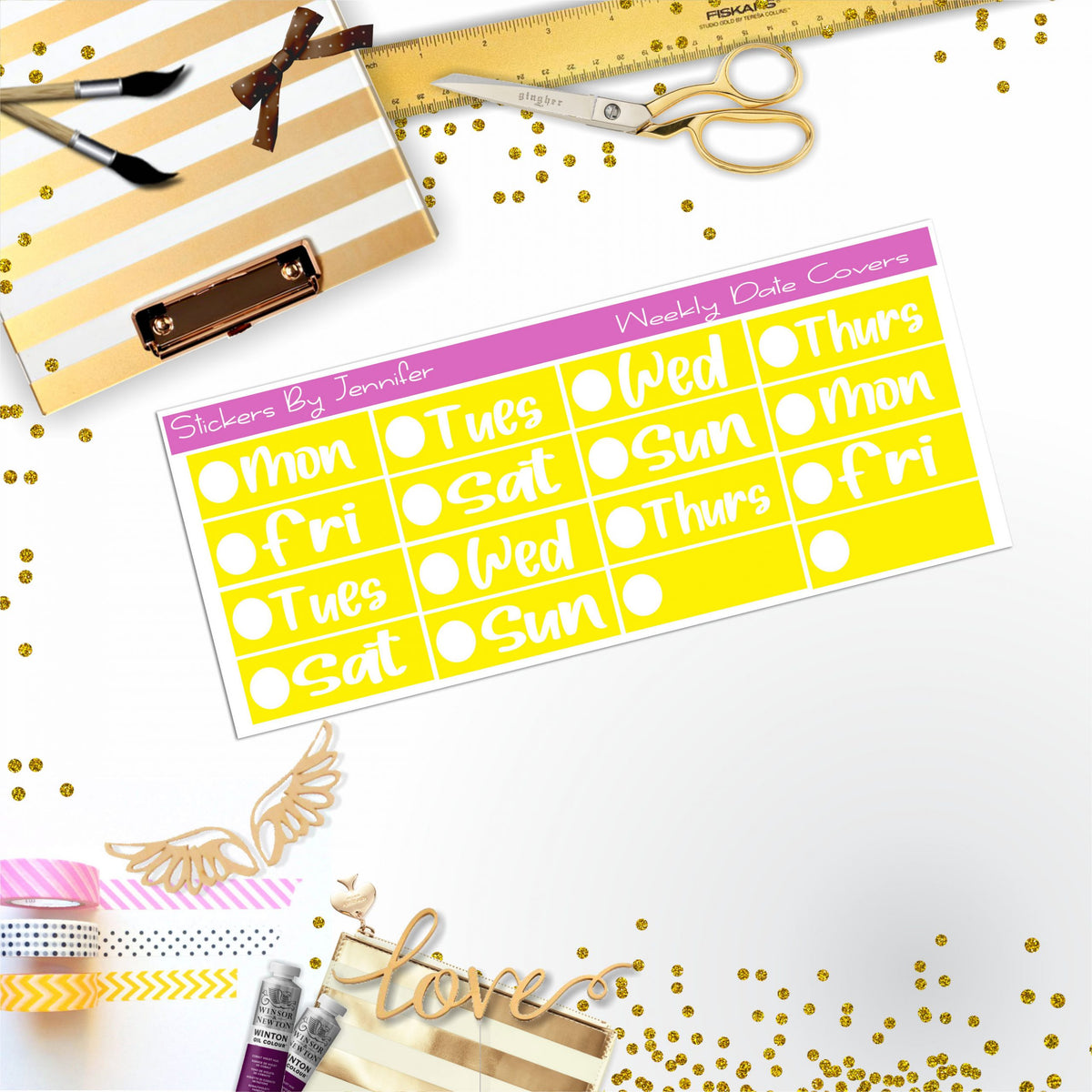 Weekly Date Covers R047 Planner Stickers, Journal Stickers, Functional Planner Stickers, Stationary Stickers
