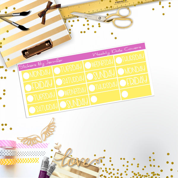 Weekly Date Covers P048 Planner Stickers, Journal Stickers, Functional Planner Stickers, Stationary Stickers