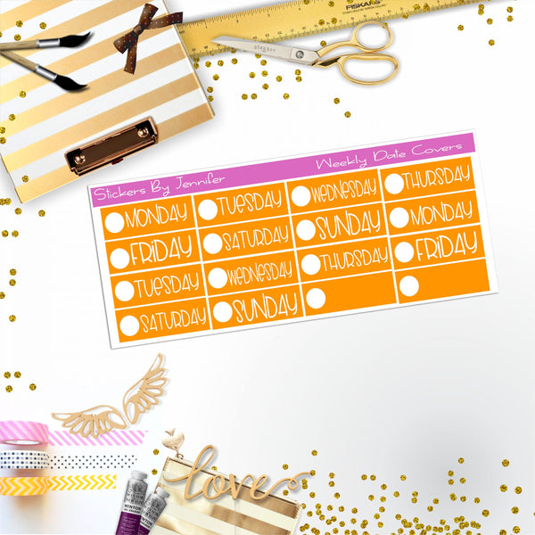 Weekly Date Covers P049 Planner Stickers, Journal Stickers, Functional Planner Stickers, Stationary Stickers