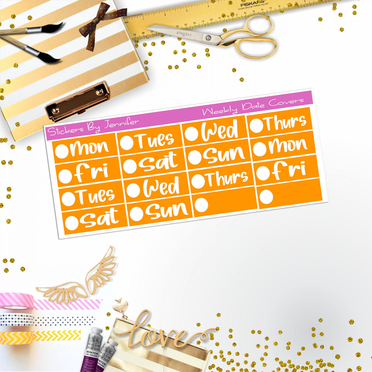 Weekly Date Covers R049 Planner Stickers, Journal Stickers, Functional Planner Stickers, Stationary Stickers