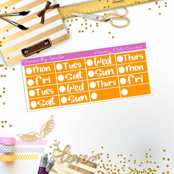 Weekly Date Covers R049 Planner Stickers, Journal Stickers, Functional Planner Stickers, Stationary Stickers