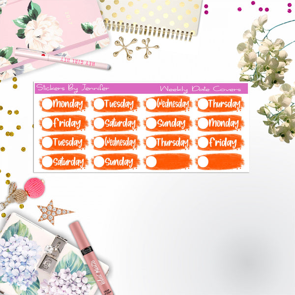Weekly Date Covers 049 Planner Stickers, Journal Stickers, Functional Planner Stickers, Stationary Stickers