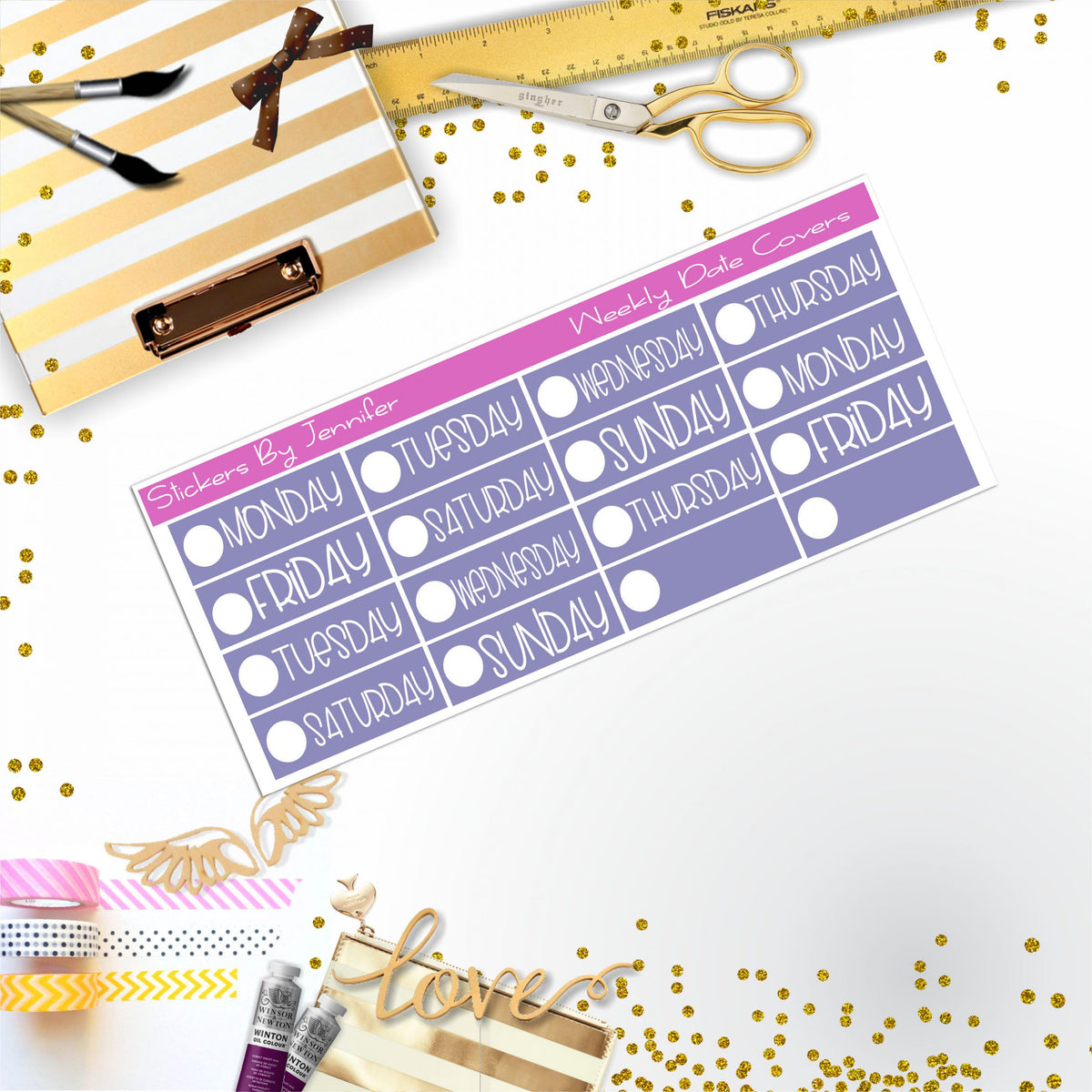 Weekly Date Covers P005 Planner Stickers, Journal Stickers, Functional Planner Stickers, Stationary Stickers