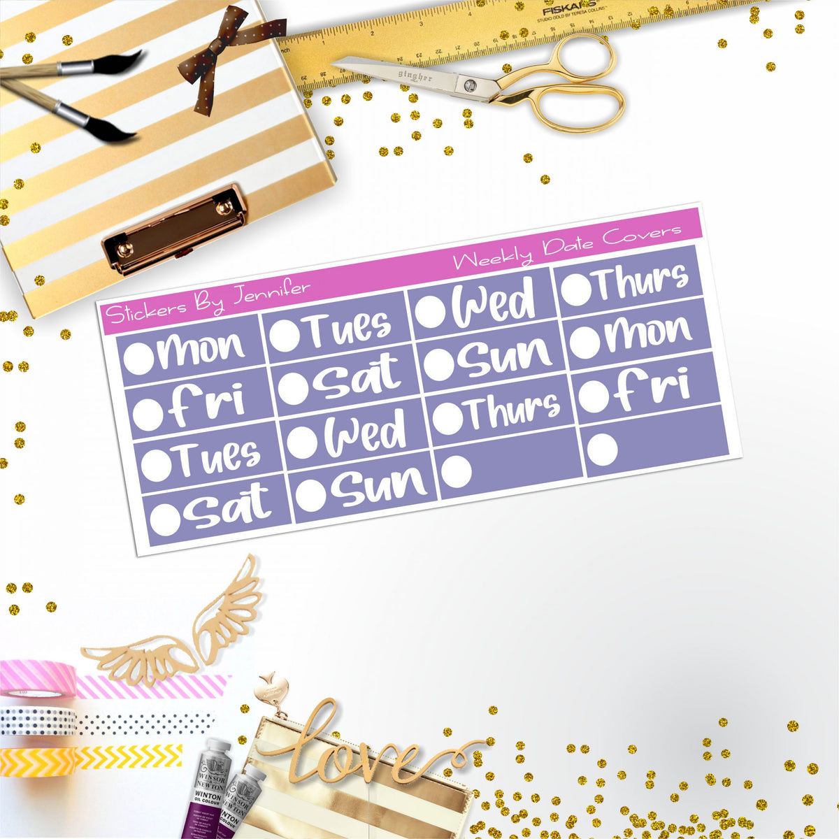 Weekly Date Covers R005 Planner Stickers, Journal Stickers, Functional Planner Stickers, Stationary Stickers