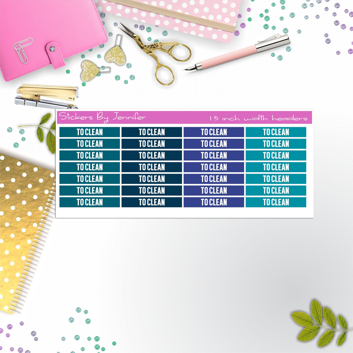 To Clean 005 Planner Headers, Planner Stickers, Journal Stickers, Functional Planner Stickers, Stationary Stickers