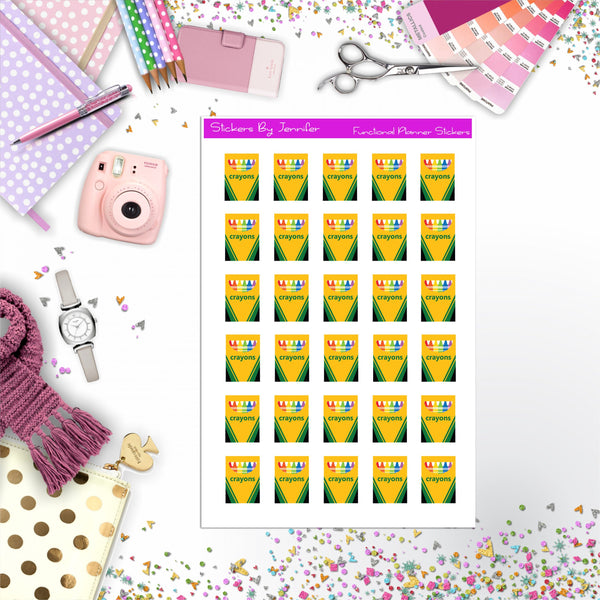 Crayons Icon Planner Stickers, Bullet Journal Stickers, Functional Planner Stickers, Stationary Stickers