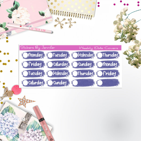 Weekly Date Covers 005 Planner Stickers, Journal Stickers, Functional Planner Stickers, Stationary Stickers