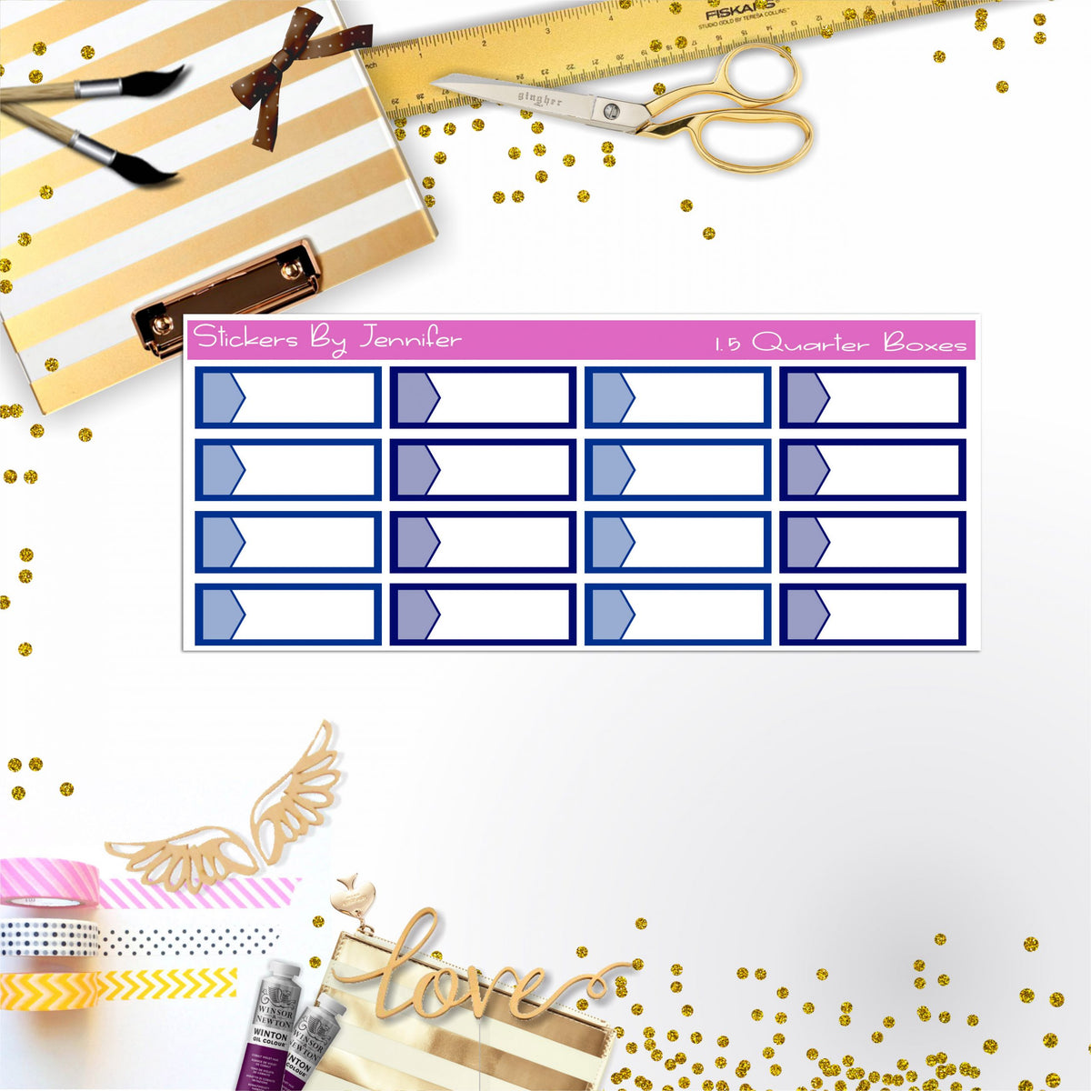 Quarter Boxes 005 Planner Stickers, Journal Stickers, Functional Planner Stickers, Stationary Stickers