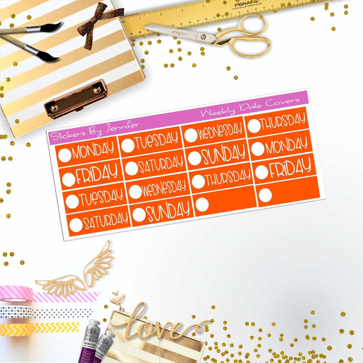 Weekly Date Covers P050 Planner Stickers, Journal Stickers, Functional Planner Stickers, Stationary Stickers
