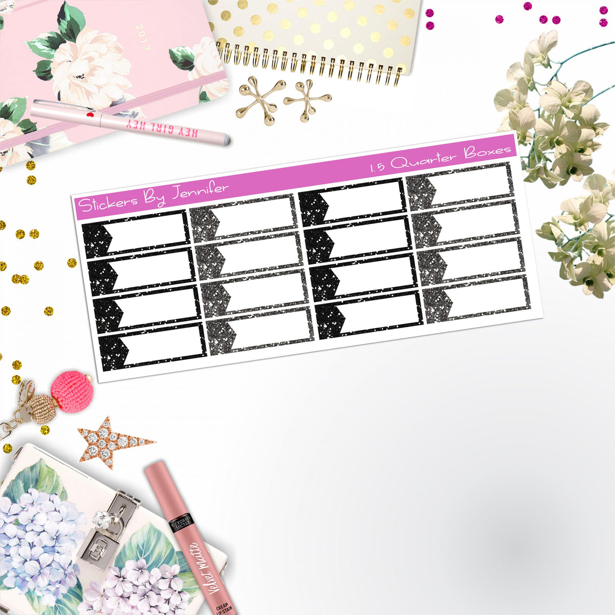 Quarter Boxes 050 Planner Stickers, Journal Stickers, Functional Planner Stickers, Stationary Stickers