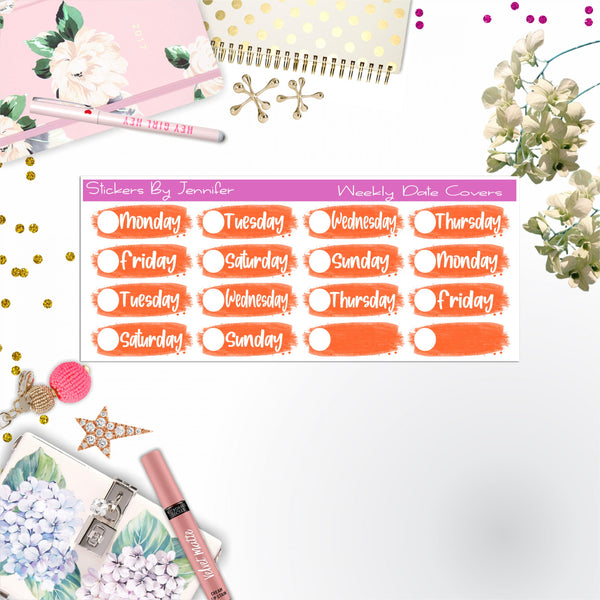 Weekly Date Covers 050 Planner Stickers, Journal Stickers, Functional Planner Stickers, Stationary Stickers
