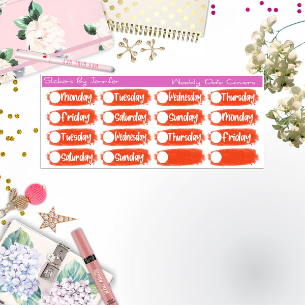 Weekly Date Covers 051 Planner Stickers, Journal Stickers, Functional Planner Stickers, Stationary Stickers