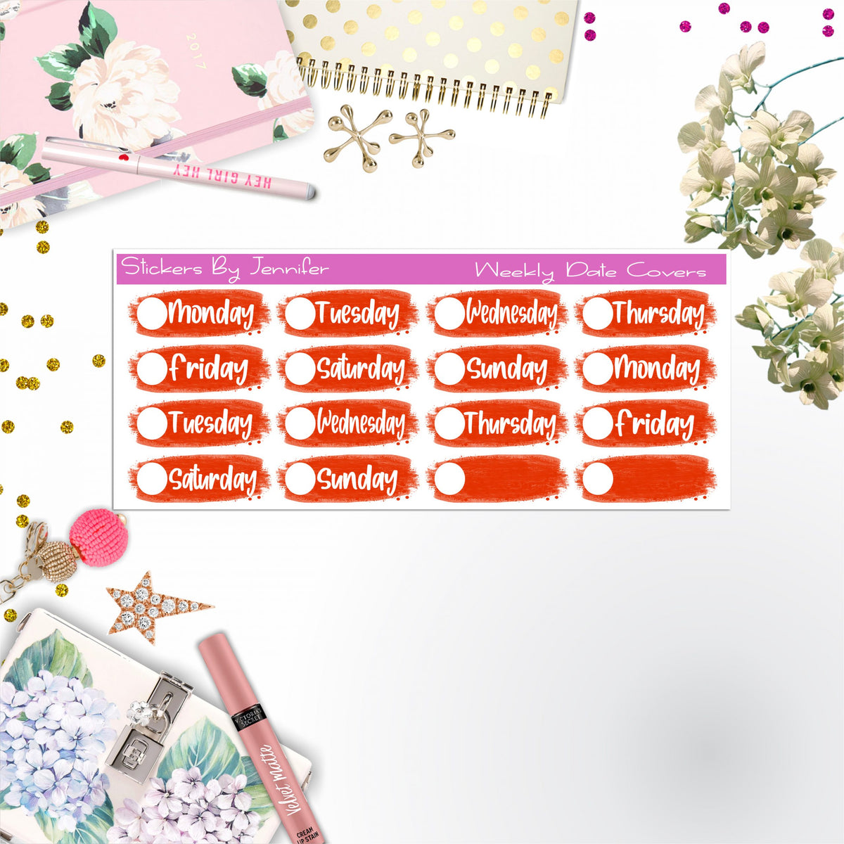 Weekly Date Covers 052 Planner Stickers, Journal Stickers, Functional Planner Stickers, Stationary Stickers